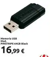 Carrefour Memoria Usb Pinstripe 64 Gb Black offerta