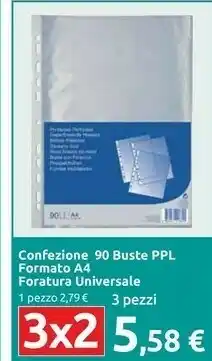 Carrefour Foratura Universale Confezione 90 Buste Ppl Formato A4 offerta