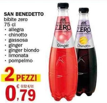 Crai SAN BENEDETTO bibite zero 75 cl offerta
