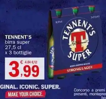 Crai TENNENT'S birra super 27,5 cl offerta