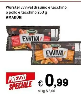 Iper La Grande Amadori Amadori - Evviva il Würstel di Suino e Tacchino 250 g(ml) offerta