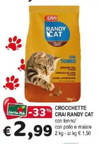 Crai CROCCHETTE CRAI RANDY CAT 2 kg offerta