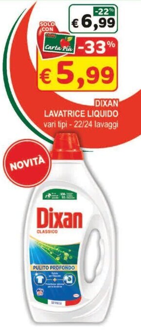 Crai DIXAN LAVATRICE LIQUIDO vari tipi - 22/24 lavaggi offerta