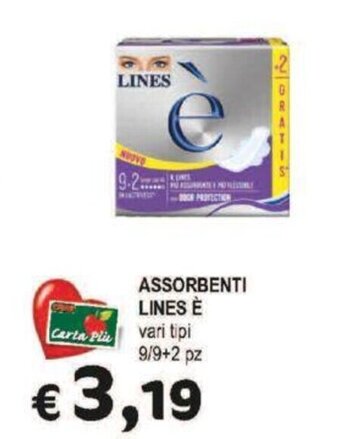 Crai ASSORBENTI LINES È vari tipi 9/9+2 pz offerta