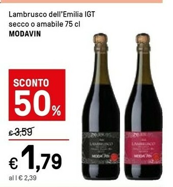 Iper La Grande Modavin Lambrusco Dell'emilia Igt Secco O Amabile offerta
