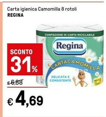 Iper La Grande Regina Carta Igienica Camomilla 8 Rotoli offerta