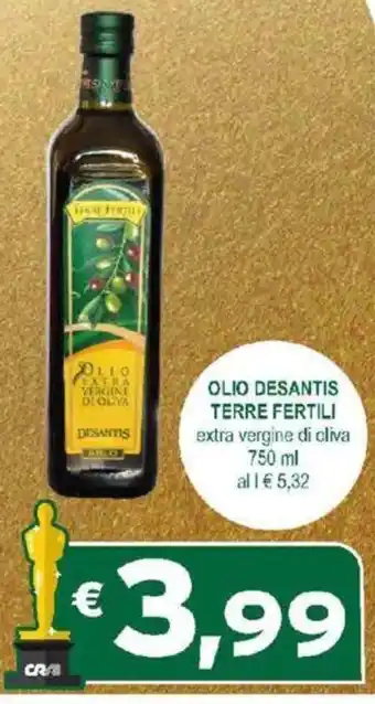 Crai OLIO DESANTIS TERRE FERTILI extra vergine di oliva 750 ml offerta