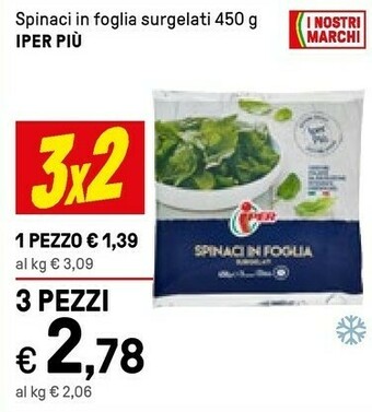 Iper La Grande Iper Piu Spinaci In Foglia 450g offerta