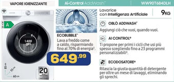 Euronics Samsung Lavatrice con Intelligenza Artificiale WW90T684DLH offerta