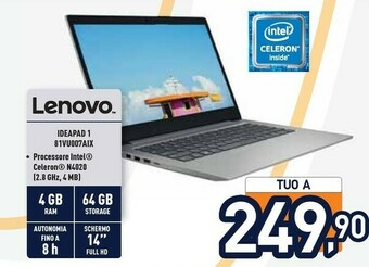 Unieuro Lenovo Ideapad 1 81VU007AIX offerta
