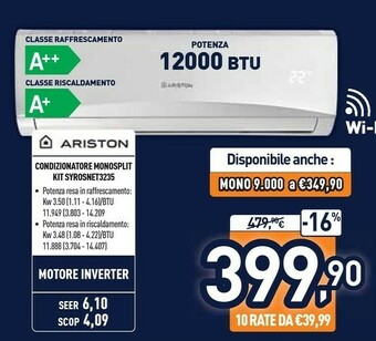 Unieuro Ariston Cindizionatore Monosplit Kit SYROSNET3235 offerta