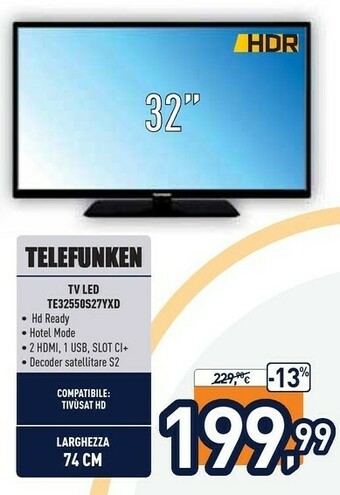 Telefunken TV LED TE32550S27YXD