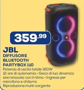 Euronics JBL DIFFUSORE BLUETOOTH PARTYBOX 110 offerta