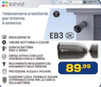 Euronics EZVIZ Telecamera a batteria per interno e esterno EB3 offerta