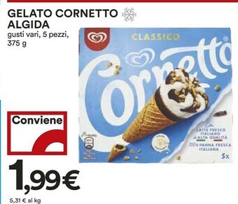 Coop Algida Cornetto Classico Con Latte Fresco Italiano Di Alta Qualità 75 G 375 G(ml) offerta