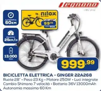 Euronics BICICLETTA ELETTRICA - GINGER 22A268 offerta