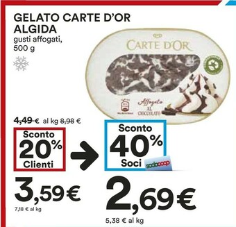 Coop Algida Carte D'Or Gelato Affogato Al Cioccolato 500 G(ml) offerta