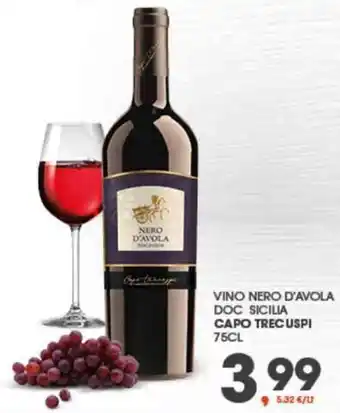 Interspar VINO NERO D'AVOLA DOC SICILIA CAPO TRECUSPI 75CL offerta