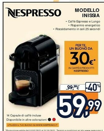 Unieuro Nespresso Inissia offerta