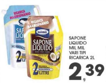 Interspar SAPONE LIQUIDO MIL MIL VARI TIPI RICARICA 2L offerta
