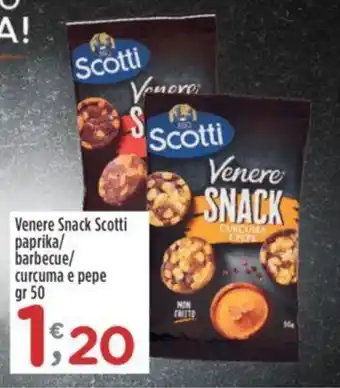 Crai Venere Snack Scotti paprika/ barbecue/ curcuma e pepe gr 50 offerta