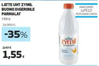 Coop LATTE UHT ZYMIL BUONO DIGERIBILE PARMALAT 1 litro offerta