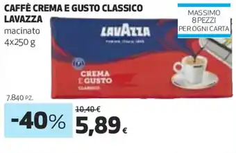 Coop CAFFÈ CREMA E GUSTO CLASSICO LAVAZZA macinato 4x250 g offerta