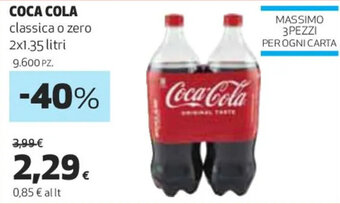 Coop COCA COLA classica o zero 2x1.35 litri offerta