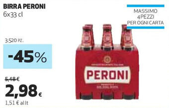 Coop BIRRA PERONI 6x33 cl offerta