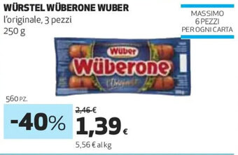 Coop WÜRSTEL WÜBERONE WUBER l'originale, 3 pezzi 250 g offerta