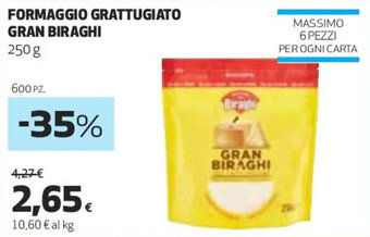Coop FORMAGGIO GRATTUGIATO GRAN BIRAGHI 250 g offerta