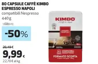 Coop 80 CAPSULE CAFFÈ KIMBO ESPRESSO NAPOLI compatibili Nespresso 440 g offerta