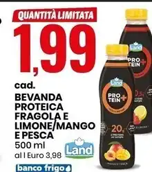Eurospin Land bevanda proteica fragola e limone/mango e pesca offerta