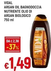 Famila Vidal argan oil bagnodoccia nutriente olio di argan biologico 750 ml offerta