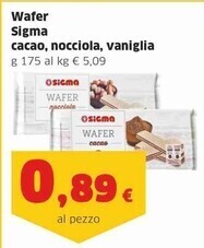 Sigma Sigma wafer cacao, nocciola, vaniglia offerta