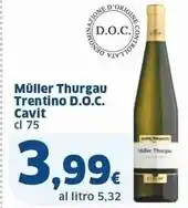 Sigma Cavit muller thurgau trentino d.o.c. offerta