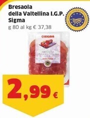 Sigma Sigma bresaola della valtellina i.g.p. offerta