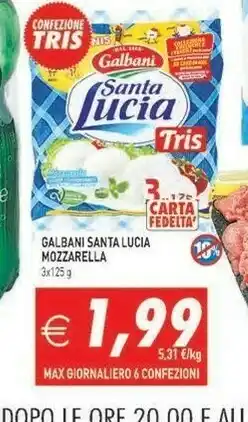 Iperfamily Galbani Santa Lucia Tris Mozzarella 375 G(ml) offerta