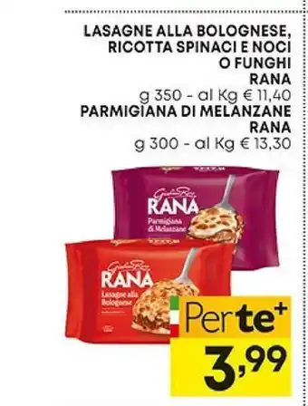 Panorama Giovanni rana lasagne alla bolognese ricotta spinaci e noci o funghi offerta