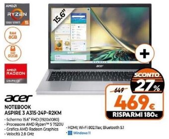 Expert acer NOTEBOOK ASPIRE 3 A315-24P-R2KM offerta