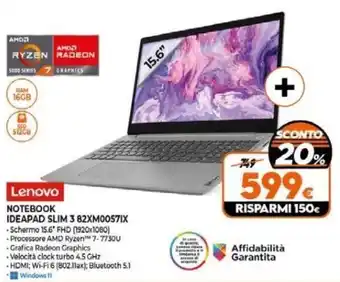Expert Lenovo NOTEBOOK IDEAPAD SLIM 3 82XM00571X offerta