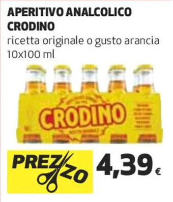 Coop APERITIVO ANALCOLICO CRODINO ricetta originale o gusto arancia 10x100 ml offerta