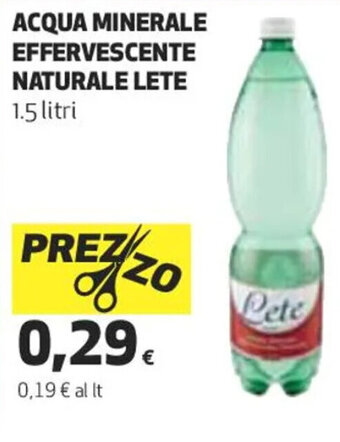 Coop ACQUA MINERALE EFFERVESCENTE NATURALE LETE 1.5 litri offerta