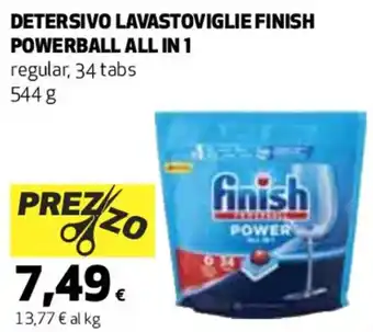 Coop DETERSIVO LAVASTOVIGLIE FINISH POWERBALL ALL IN 1 regular, 34 tabs offerta