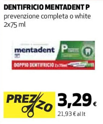 Coop DENTIFRICIO MENTADENT P prevenzione completa o white 2x75 ml offerta