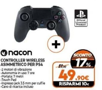 Expert nacon CONTROLLER WIRELESS ASIMMETRICO PER PS4 offerta