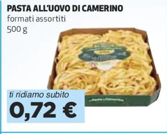 Coop PASTA ALL'UOVO DI CAMERINO formati assortiti 500 g offerta