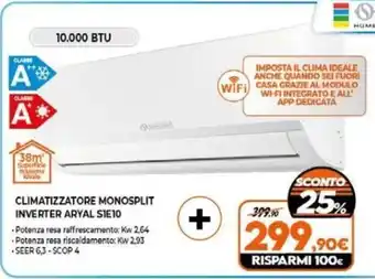 Expert CLIMATIZZATORE MONOSPLIT INVERTER ARYAL SIE10 offerta