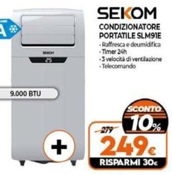 Expert SEKOM CONDIZIONATORE PORTATILE SLM91E offerta