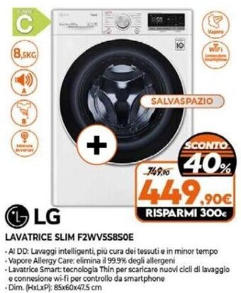 Expert LG LAVATRICE SLIM F2WV5S8S0E offerta